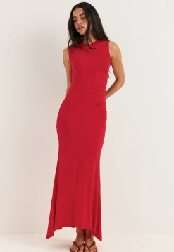 Sleeveless Ruched Maxi Dress