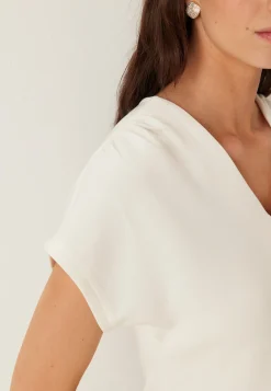 Slftenny Ss V-neck Gathered Top
