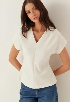 Slftenny Ss V-neck Gathered Top