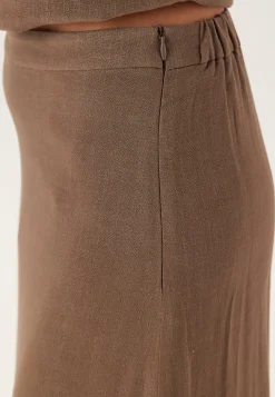 Slfviva Hw Ankle Linen Blend Skirt