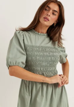 Smock Short Sleeve Cotton Dress