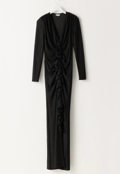 Sparkling Low V-neck Slit Gown