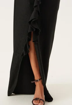 Sparkling Low V-neck Slit Gown