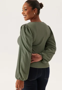 Square Neck Balloon Sleeve Top