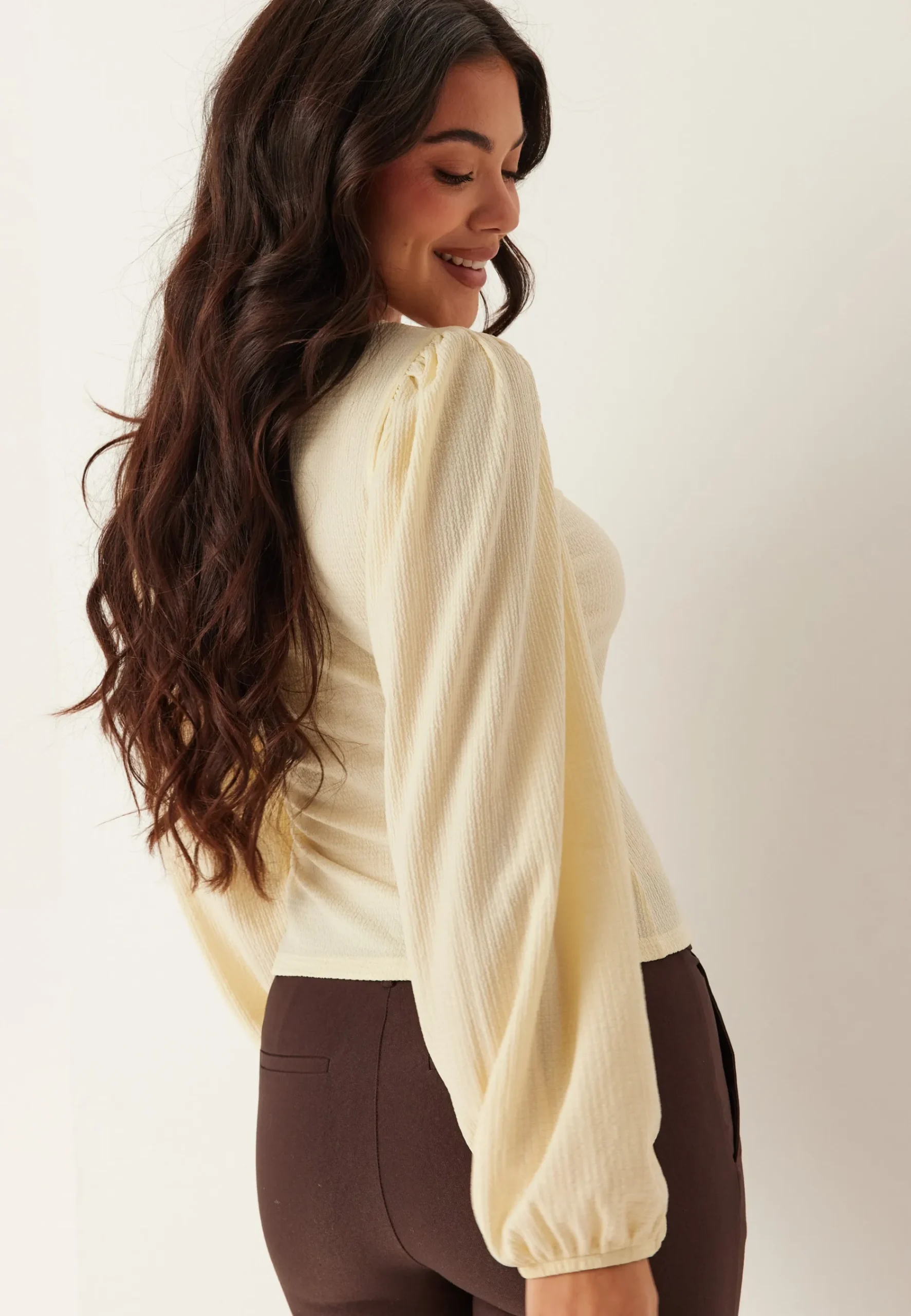 Square Neck Balloon Sleeve Top