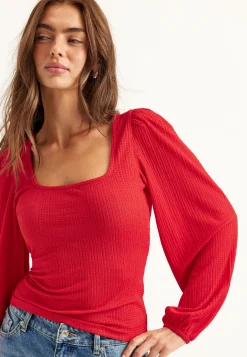 Square Neck Balloon Sleeve Top
