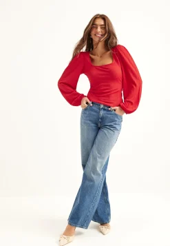 Square Neck Balloon Sleeve Top