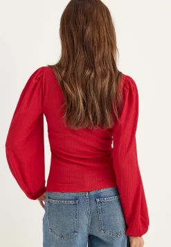 Square Neck Balloon Sleeve Top
