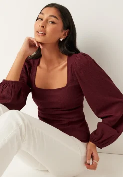 Square Neck Balloon Sleeve Top