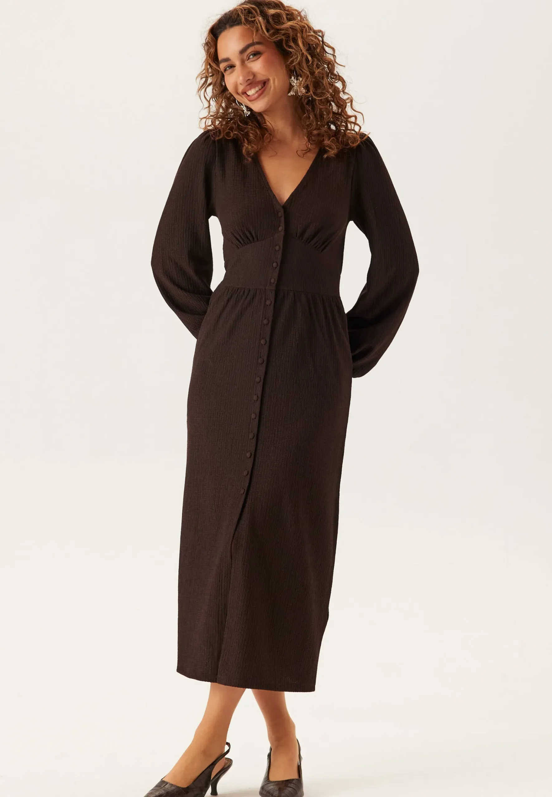 Structure Button Midi Dress