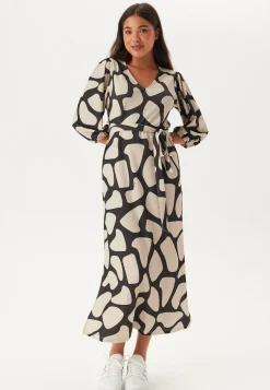 Structured Puff Sleeve Midi Dress