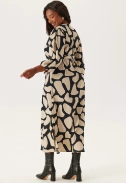 Structured Puff Sleeve Midi Dress