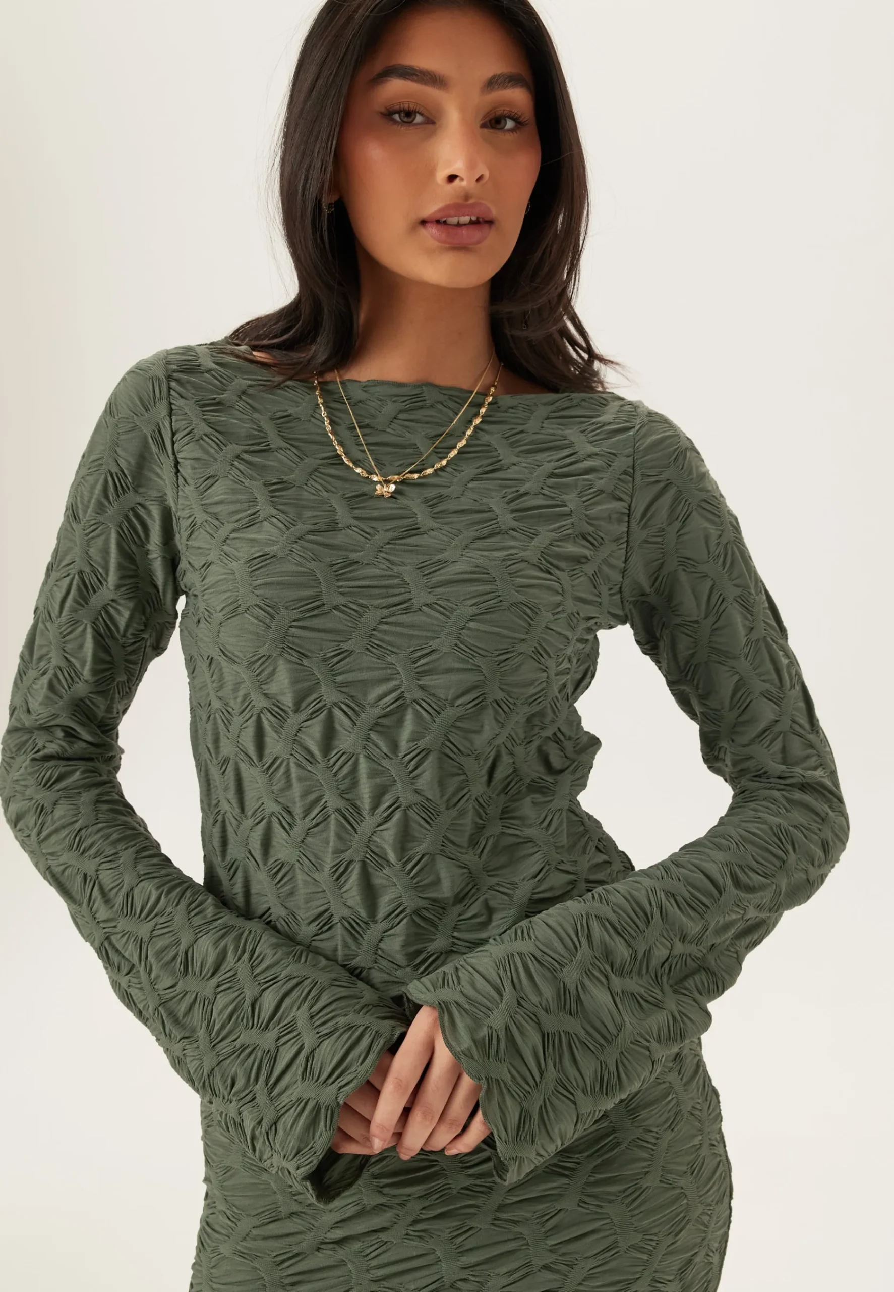 Structure Long Sleeve Midi Dress