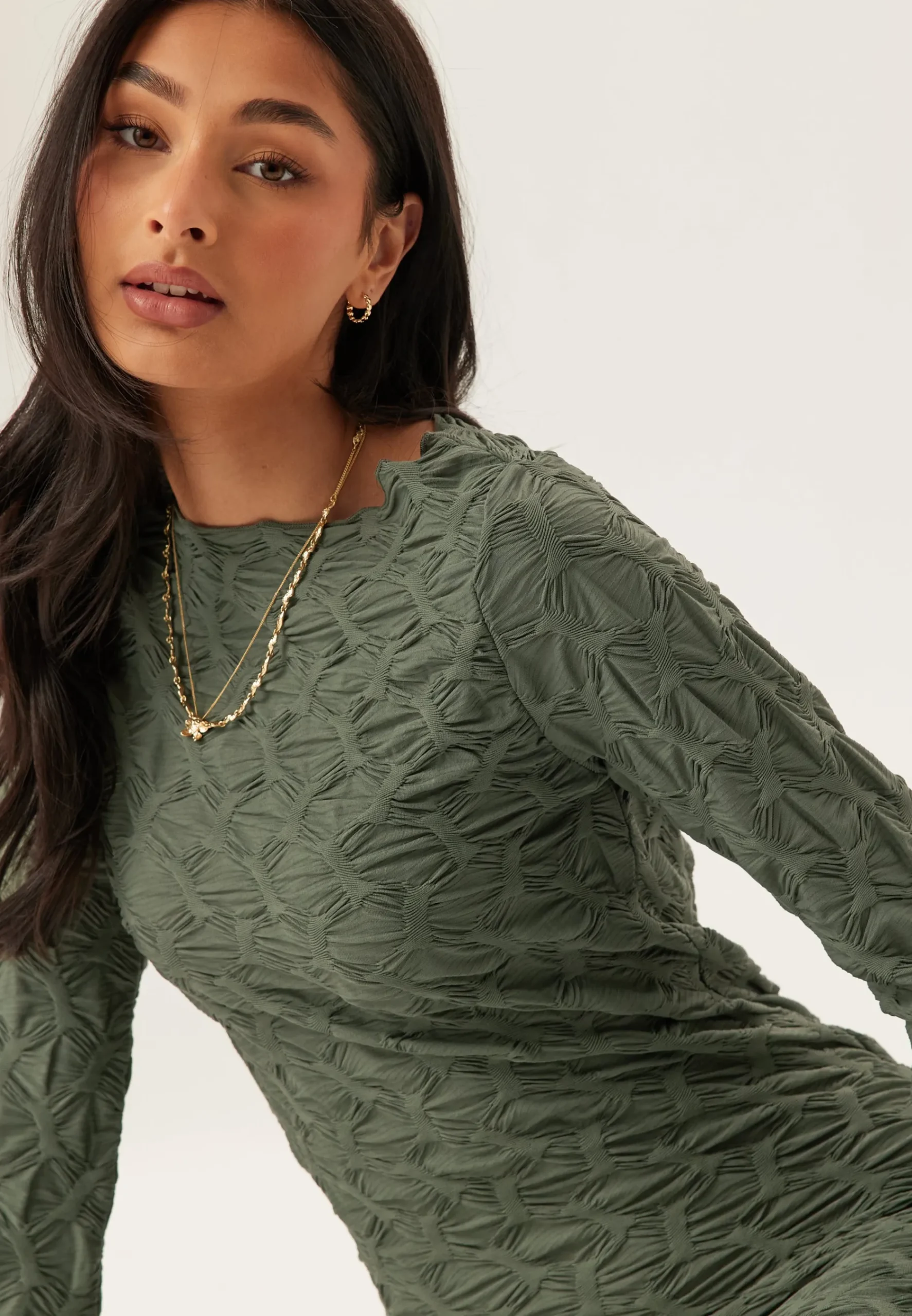 Structure Long Sleeve Midi Dress