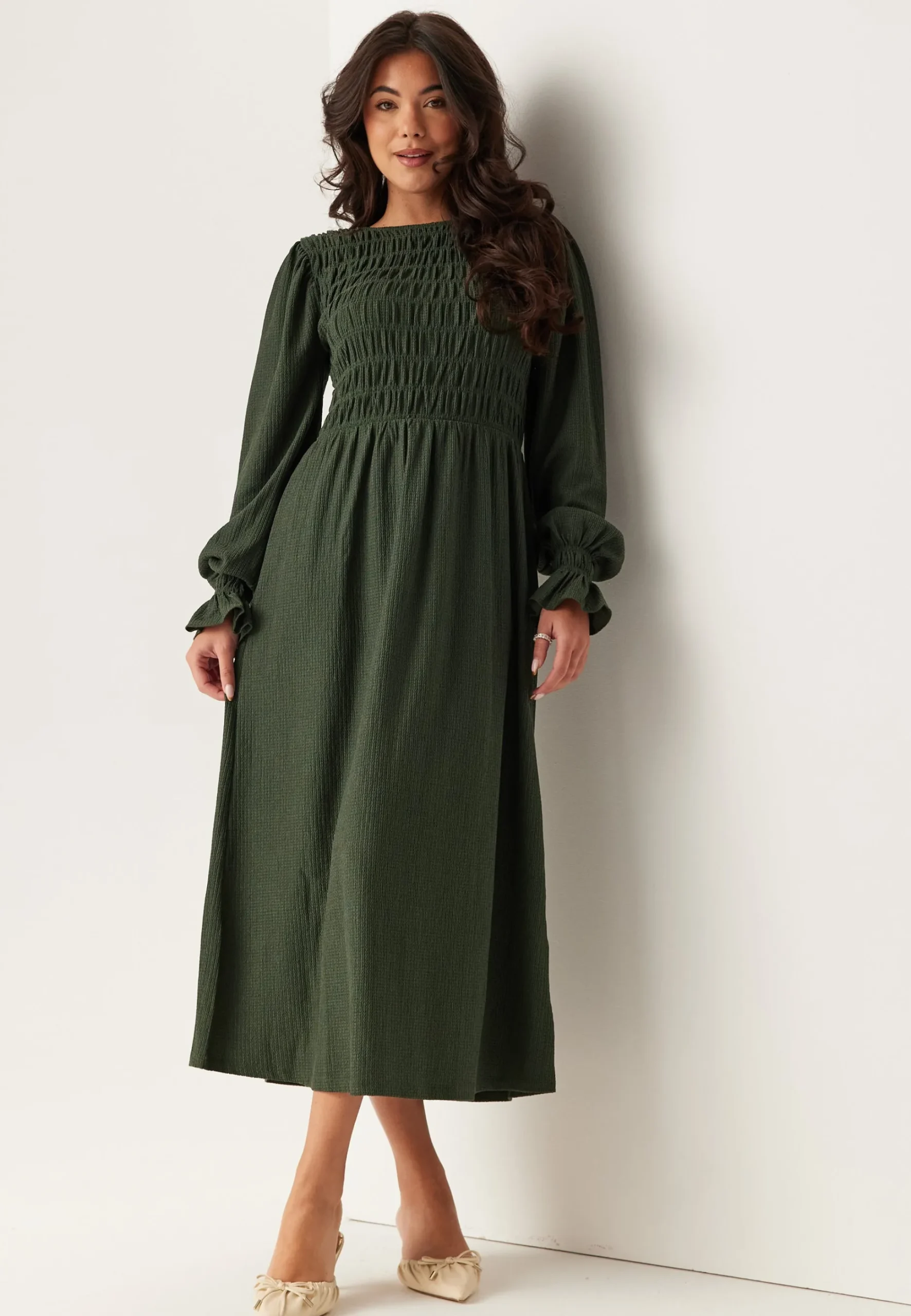Structure Long Sleeve Midi Dress