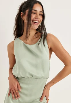 Tie Back Shawl Satin Dress