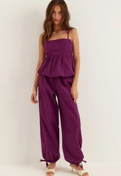 Tie Detail Cotton Trousers
