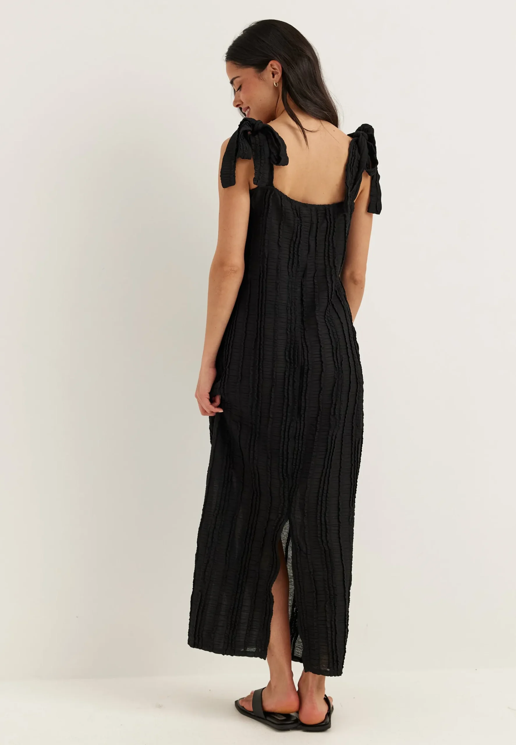 Tie Midi Frill Dress