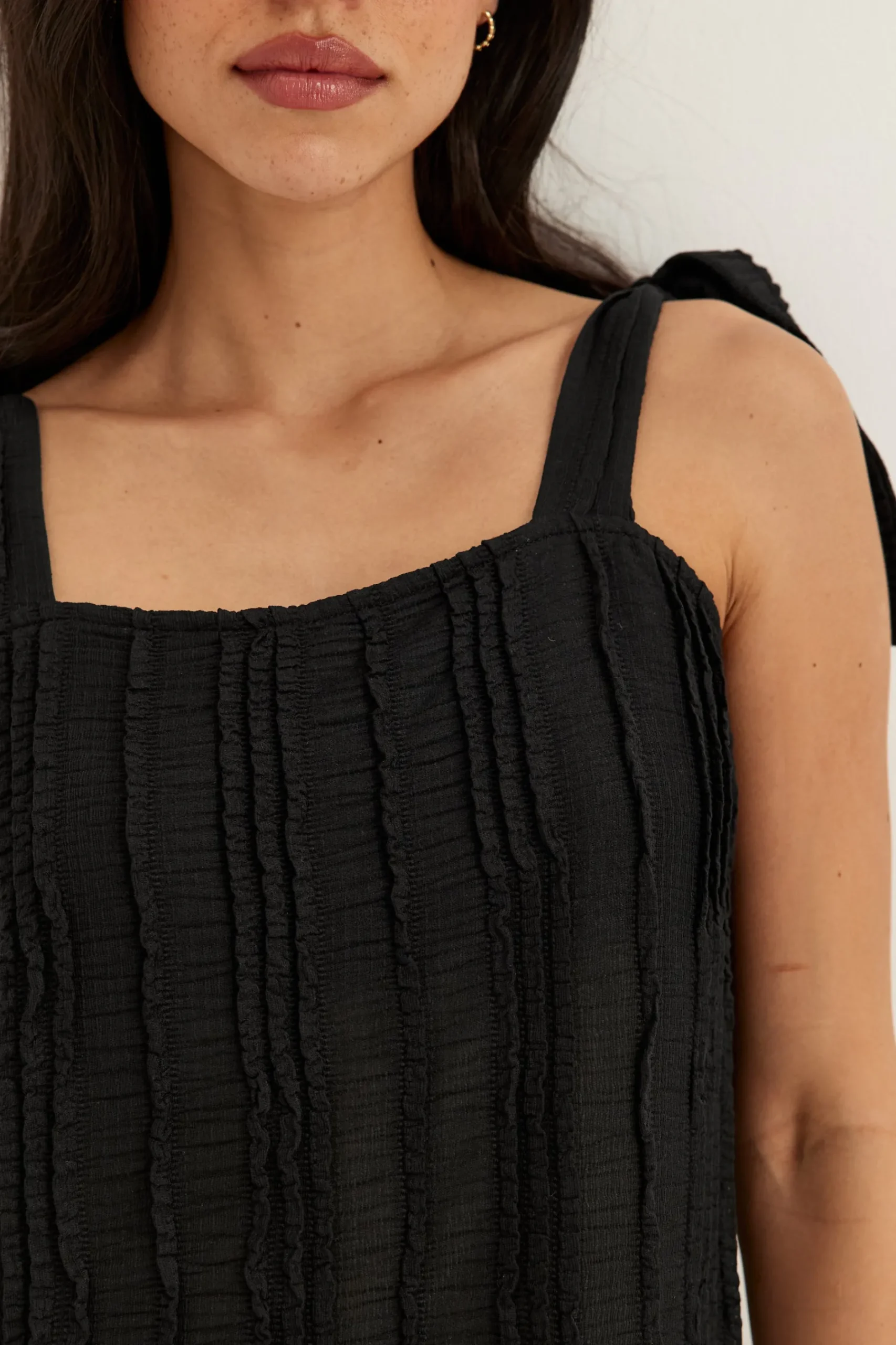 Tie Midi Frill Dress