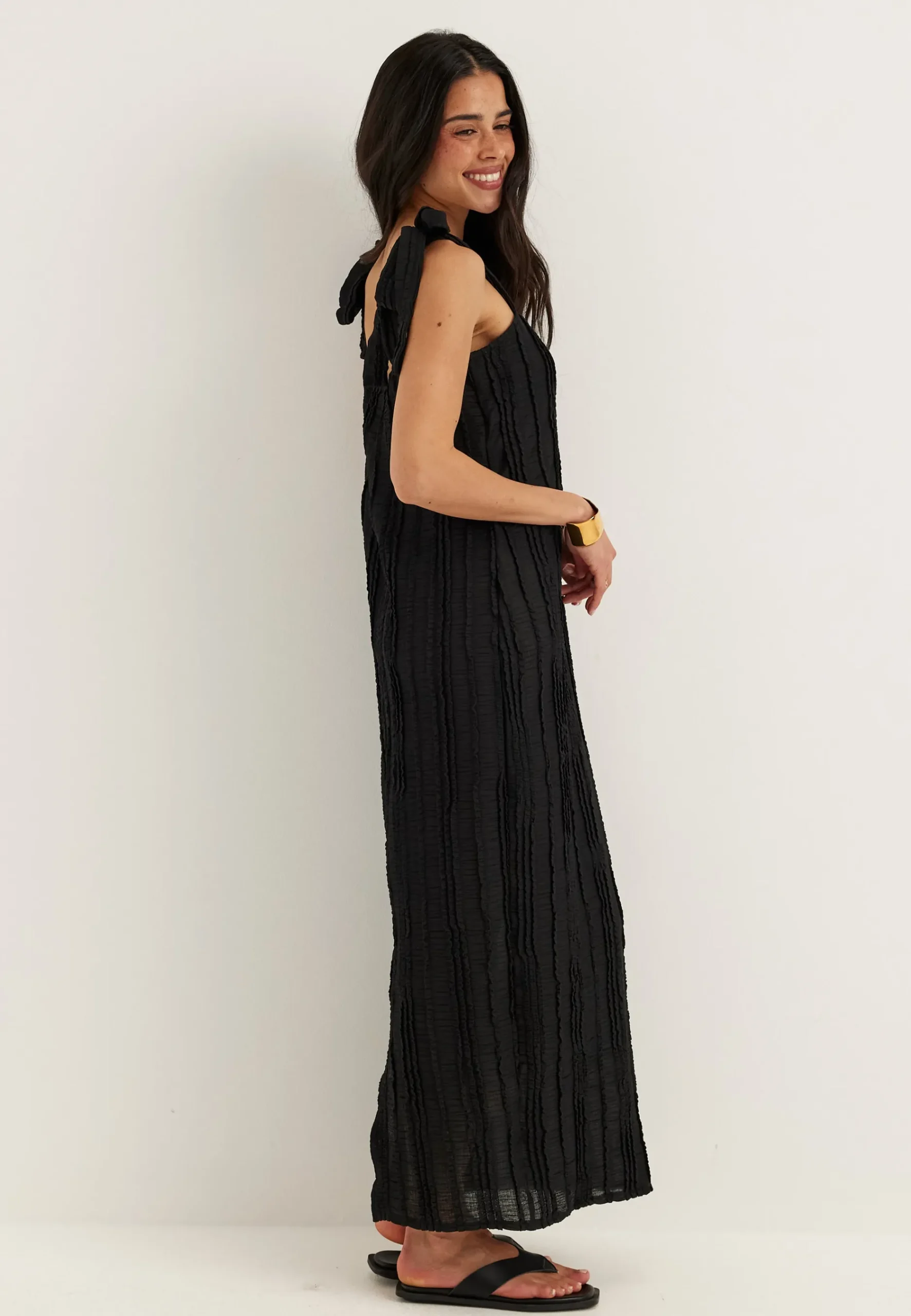Tie Midi Frill Dress