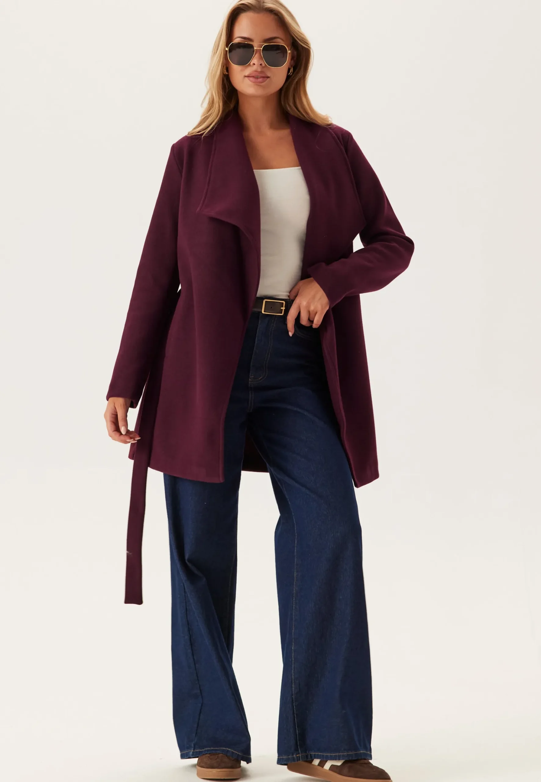 Vicooley Collar Belt Coat