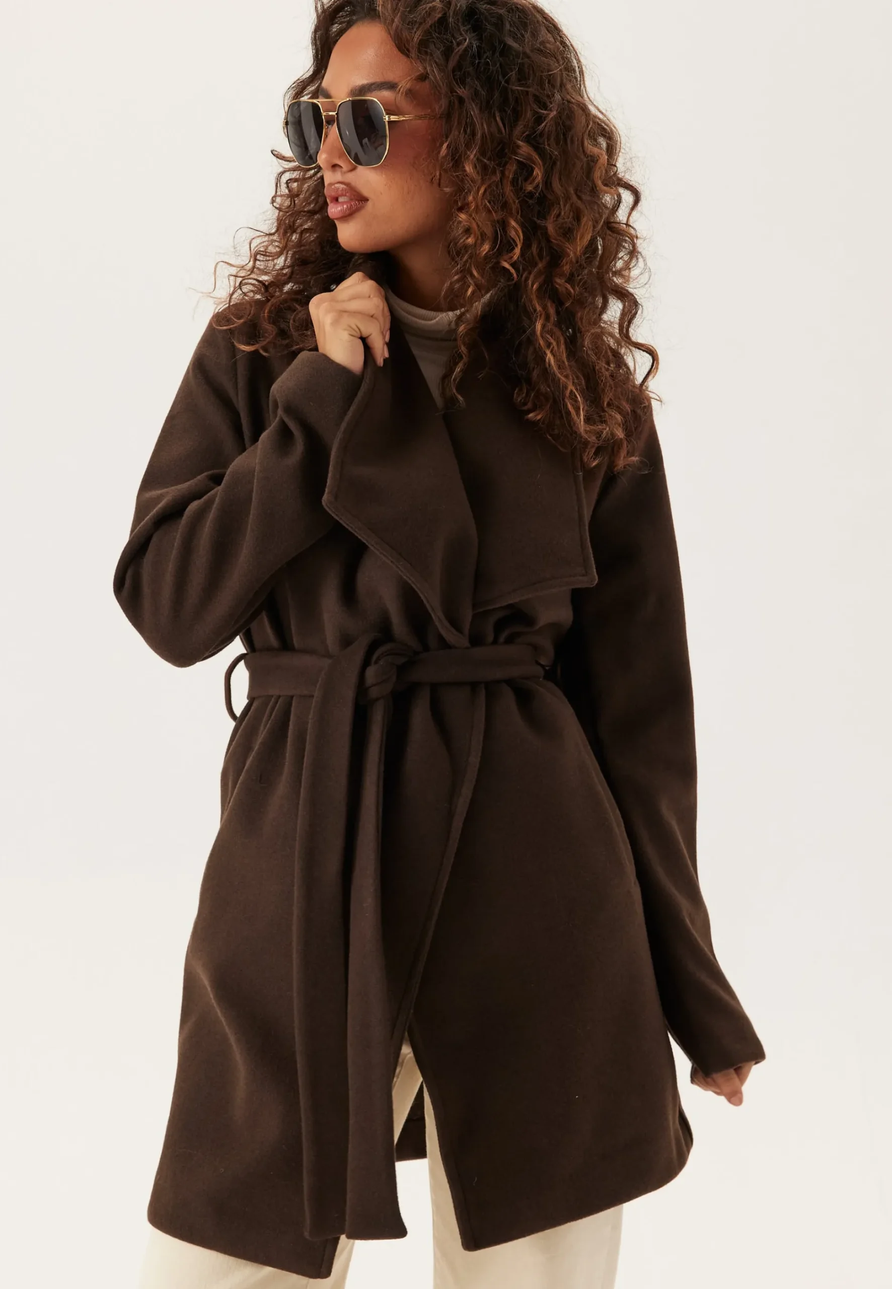 Vicooley Collar Belt Coat