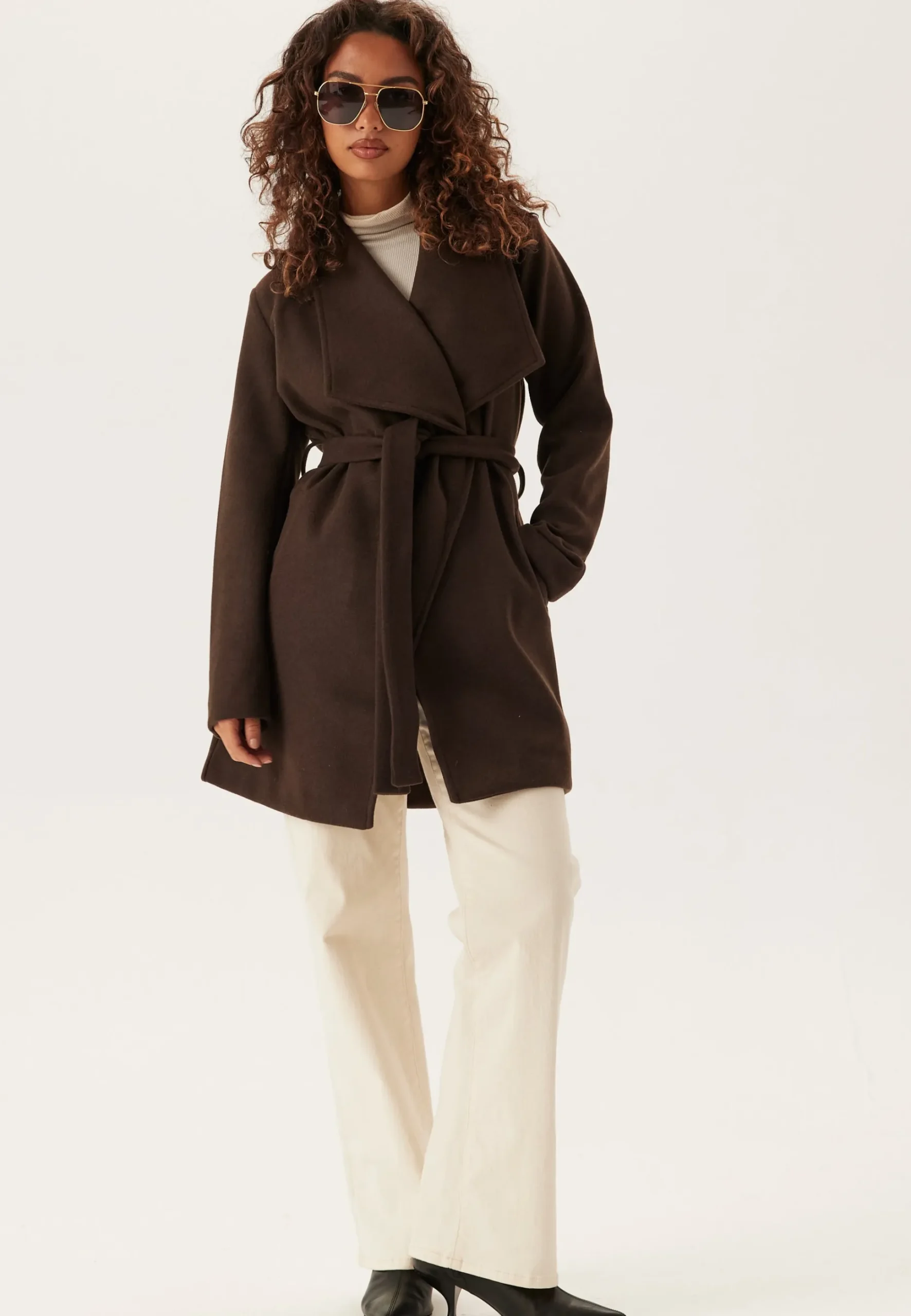 Vicooley Collar Belt Coat