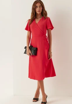 Vilovie S/S Wrap Midi Dress