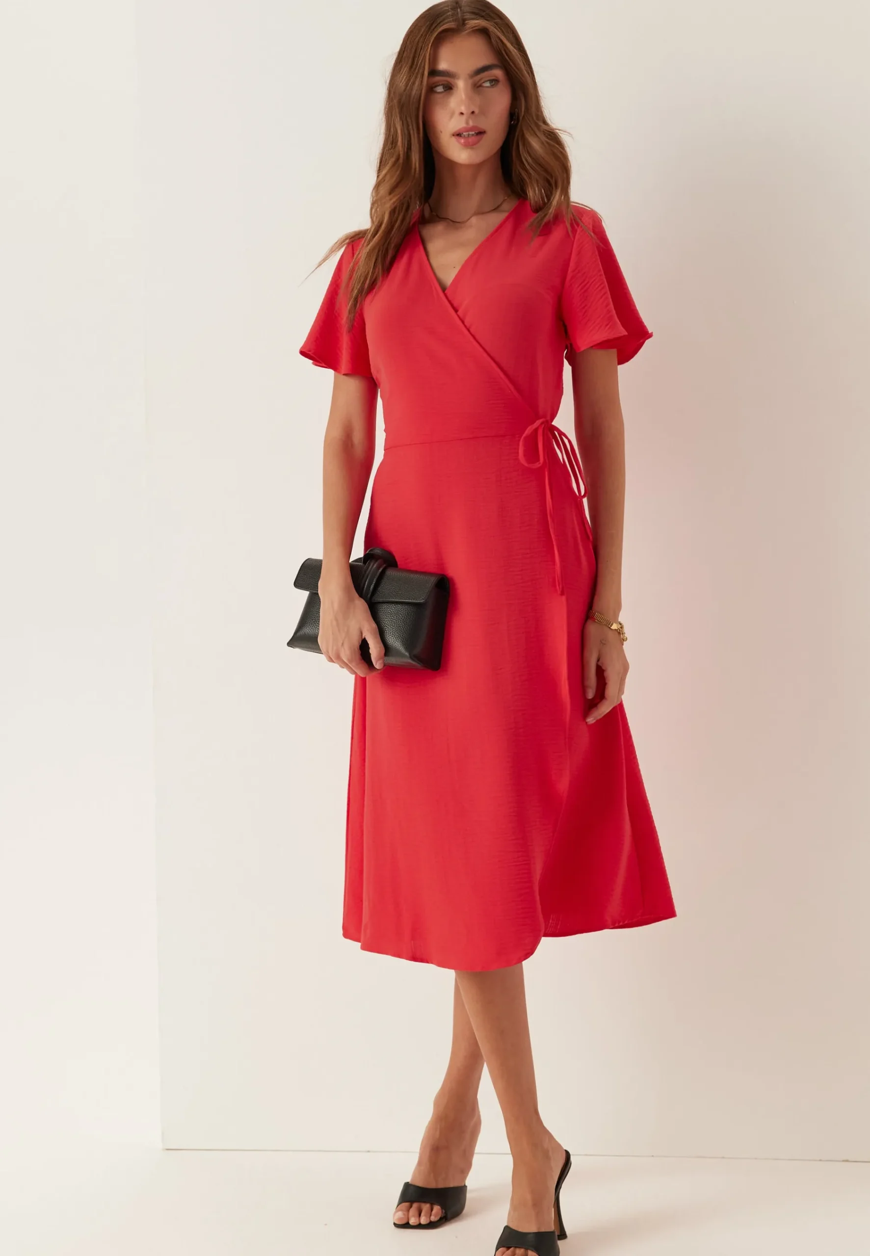 Vilovie S/S Wrap Midi Dress