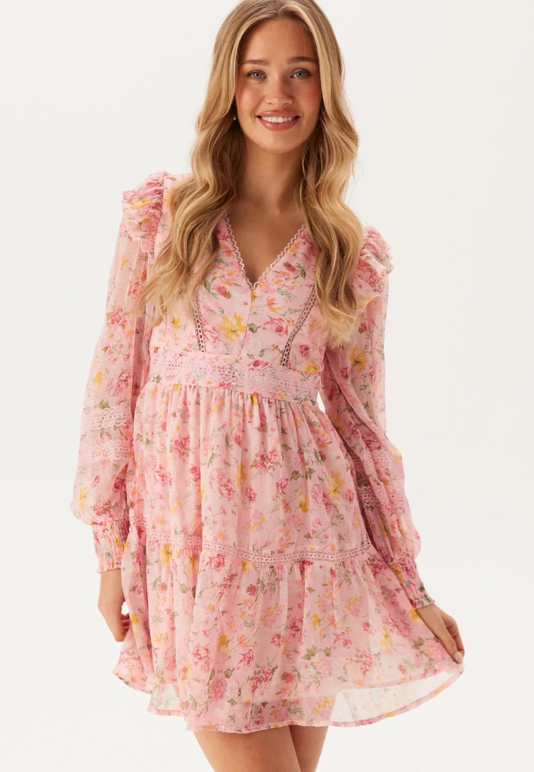 Viroman New V-neck L/S Short Dress
