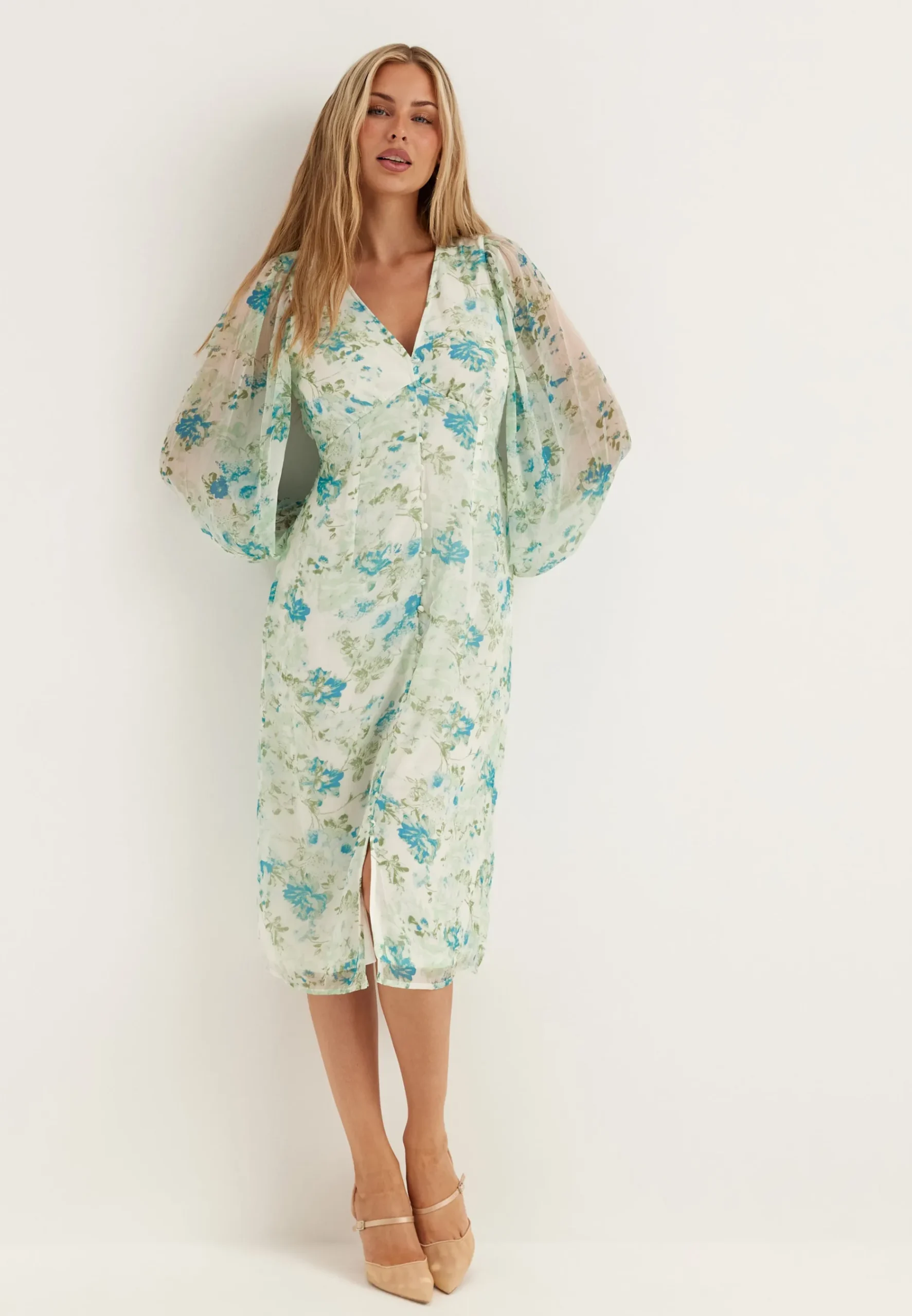 Vmsmilla Ls V-neck Calf Dress