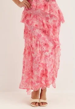 Vmsmilla S/L V-NECK LONG FRILL DRESS