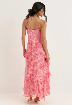 Vmsmilla S/L V-NECK LONG FRILL DRESS
