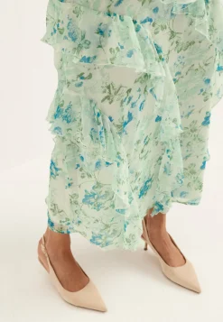 Vmsmilla S/L V-NECK LONG FRILL DRESS