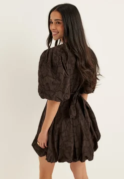 V-neck Bubble Hem Short Dress