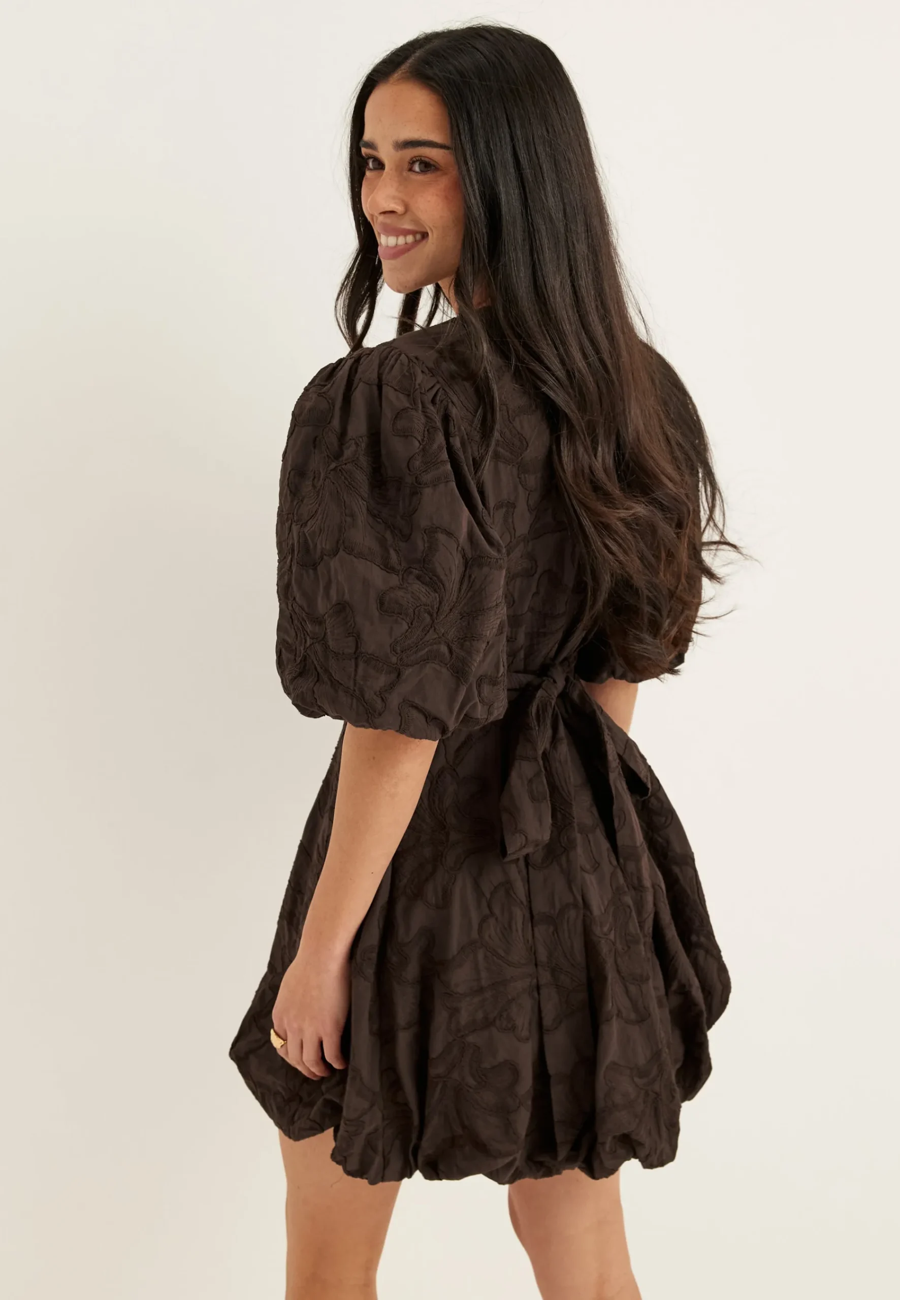 V-neck Bubble Hem Short Dress