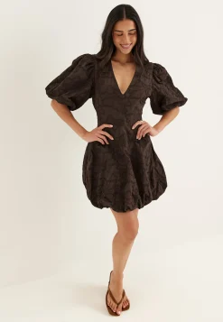 V-neck Bubble Hem Short Dress