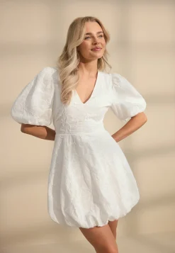 V-neck Bubble Hem Short Dress