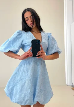 V-neck Bubble Hem Short Dress