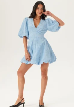 V-neck Bubble Hem Short Dress