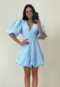 V-neck Bubble Hem Short Dress