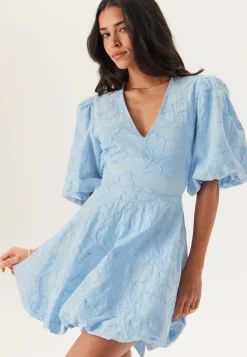 V-neck Bubble Hem Short Dress