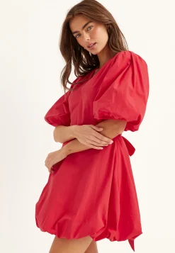 V-neck Bubble Hem Short Dress