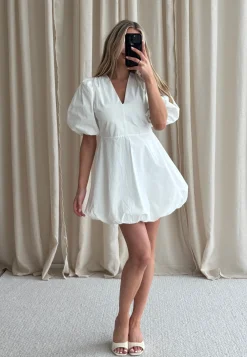 V-neck Bubble Hem Short Dress VIT