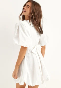 V-neck Bubble Hem Short Dress VIT