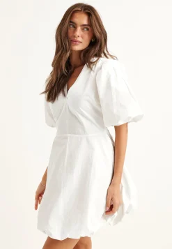 V-neck Bubble Hem Short Dress VIT