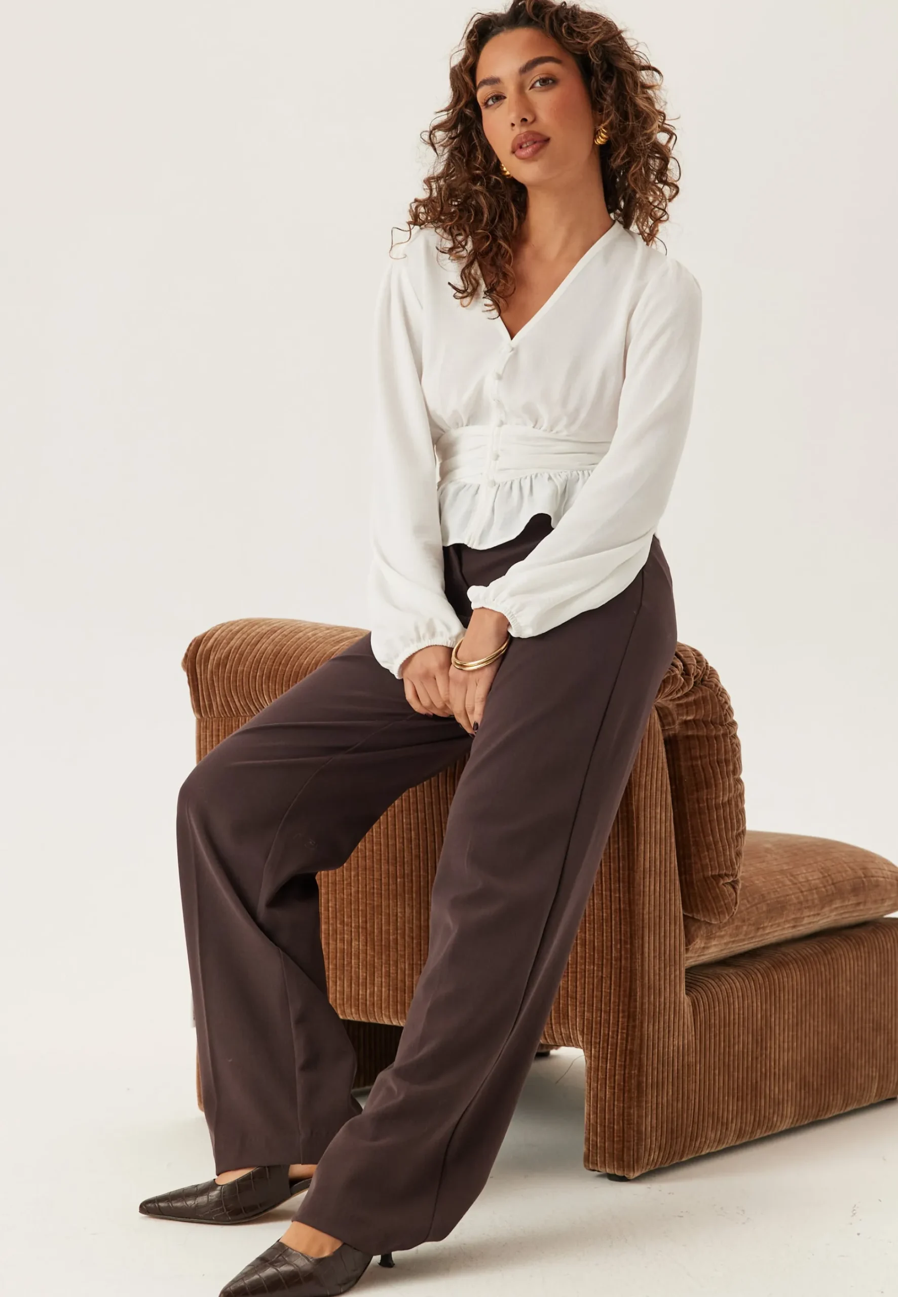 V-neck Button Blouse