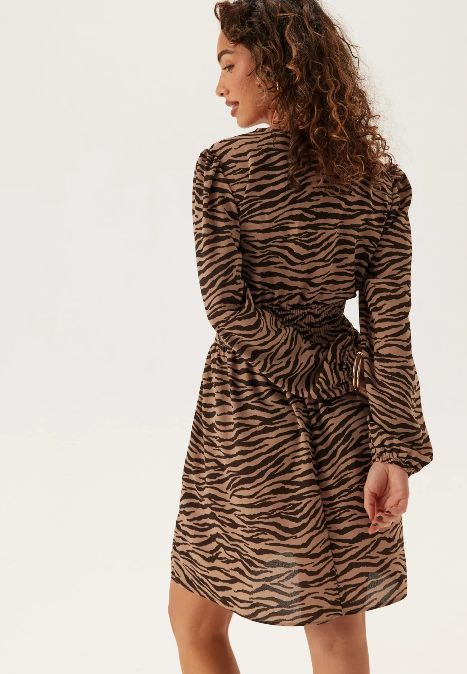 V-neck Button Short Dress