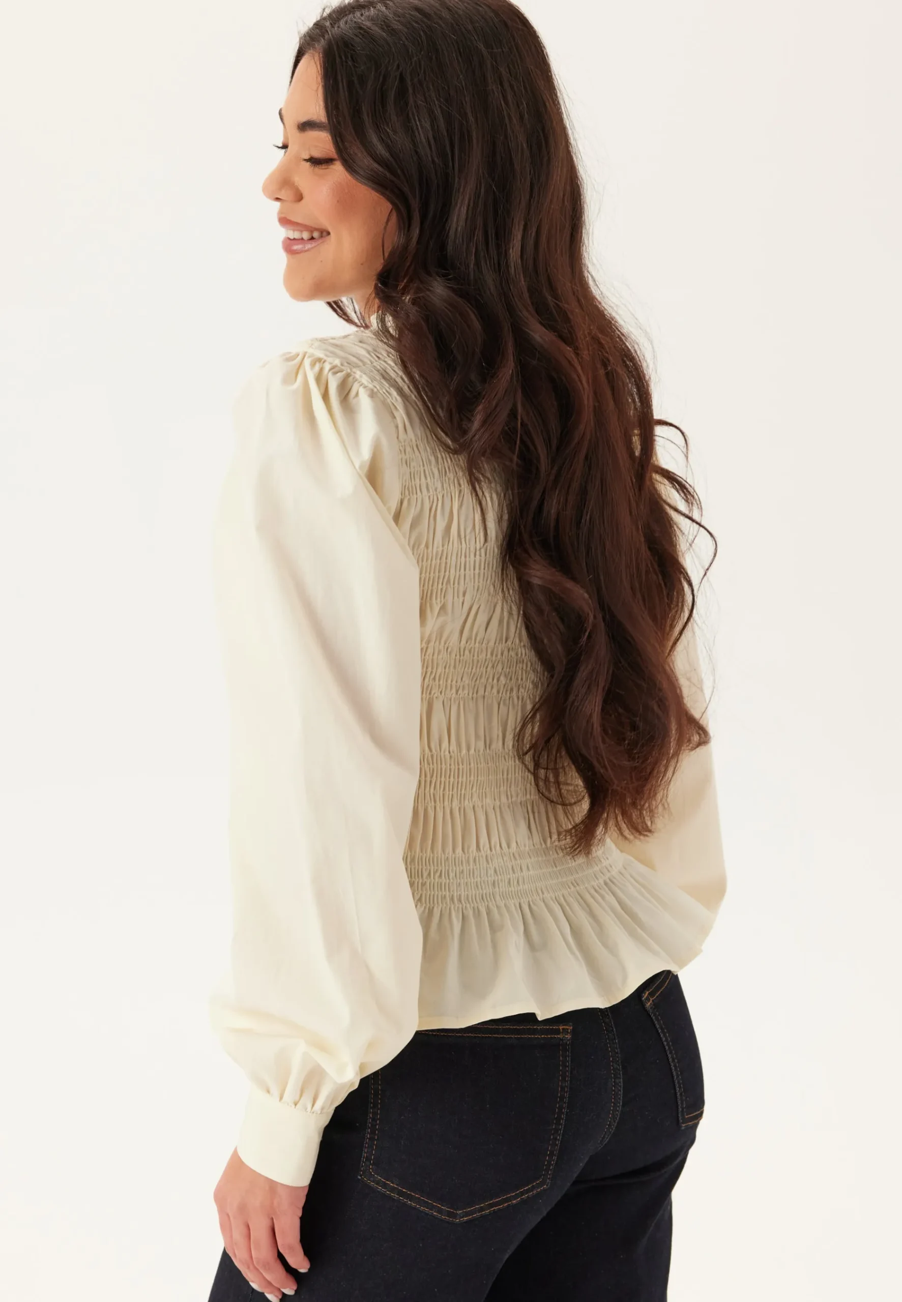 V-neck Cotton Smock Blouse