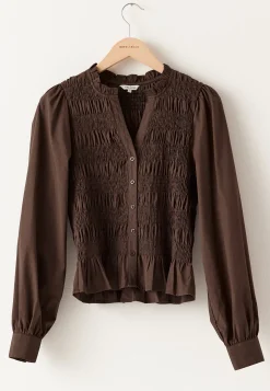V-neck Cotton Smock Blouse